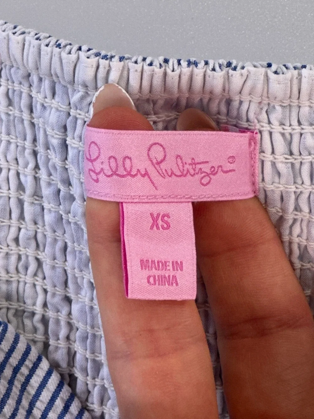 Lilly Pulitzer Womens Strapless Seersucker Bow Dress XS Blue - Picture 8 of 11